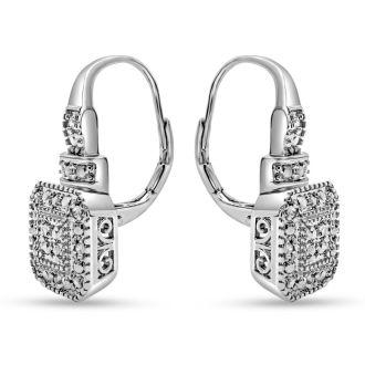 24 Diamond Antique Look Leverback Earrings, 3/4 Inch. Brand New Amazing Design!