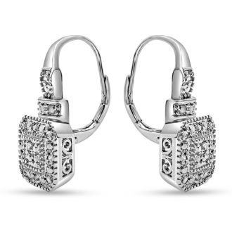 24 Diamond Antique Look Leverback Earrings, 3/4 Inch. Brand New Amazing Design!
