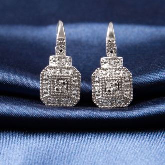 24 Diamond Antique Look Leverback Earrings, 3/4 Inch. Brand New Amazing Design!
