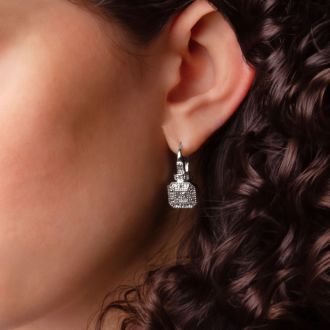 24 Diamond Antique Look Leverback Earrings, 3/4 Inch. Brand New Amazing Design!