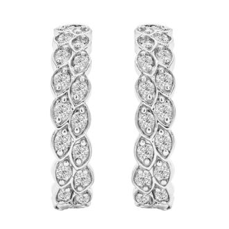 1/2 Carat Diamond Hoop Earrings, 1/2 Inch. New Pretty Style!