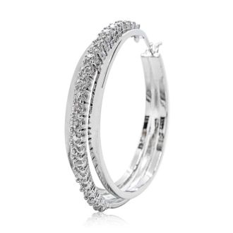 HUGE 1/2 Carat Diamond Hoop Earrings, 1 1/2 Inches. Brand New Style