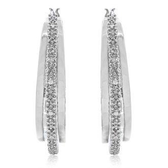 HUGE 1/2 Carat Diamond Hoop Earrings, 1 1/2 Inches. Brand New Style
