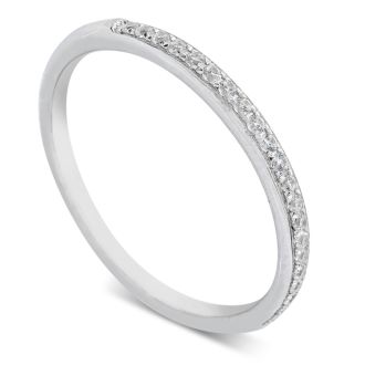 0.07 Carat Dainty Diamond Band In Sterling Silver