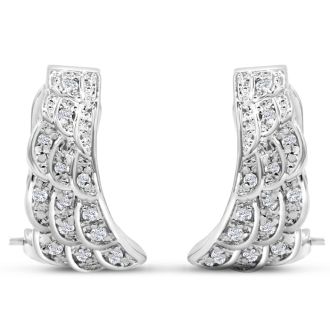 1/4 Carat Diamond Angel Wings Earrings In Sterling Silver