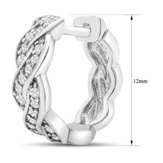 1/4 Carat Diamond Swirl Hoop Earrings In Sterling Silver, 1/2 Inch

