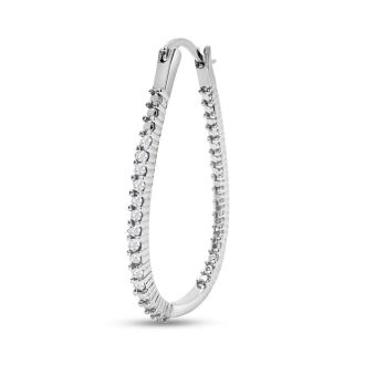 1/4 Carat Diamond Hoop Earrings In Sterling Silver, 1 Inch
