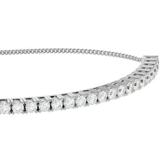 4 Carat Diamond Bolo Bracelet In 14 Karat White Gold, Adjustable 6-9 inches