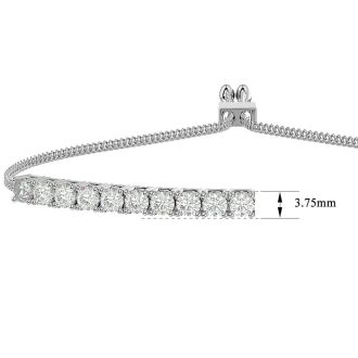 4 Carat Diamond Bolo Bracelet In 14 Karat White Gold, Adjustable 6-9 inches