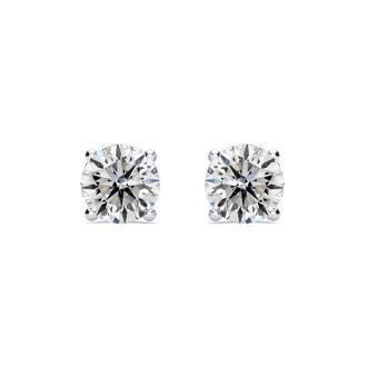 CLOSEOUT! 2 Carat Diamond Stud Earrings In 14 Karat White Gold, AGS Certified