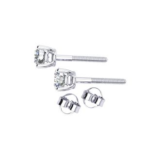 CLOSEOUT! 2 Carat Diamond Stud Earrings In 14 Karat White Gold, AGS Certified