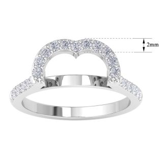 1/3 Carat Heart Shape Diamond Band In 14 Karat White Gold