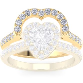 1/3 Carat Heart Shape Diamond Band In 14 Karat Yellow Gold