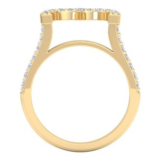 1/3 Carat Heart Shape Diamond Band In 14 Karat Yellow Gold