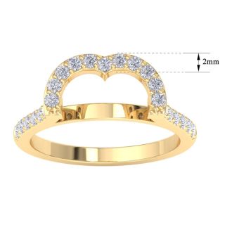 1/3 Carat Heart Shape Diamond Band In 14 Karat Yellow Gold