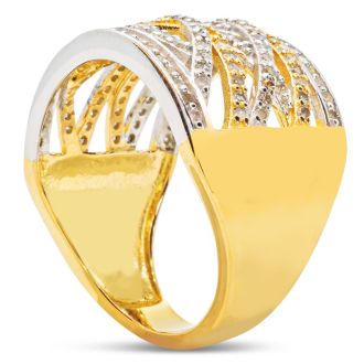 1/2 Carat Diamond Cocktail Ring In Yellow Gold Over Sterling Silver. Fabulous Style, Fiery Diamonds!