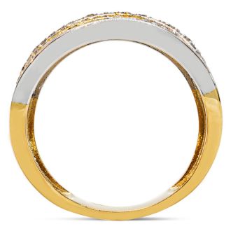 1/2 Carat Diamond Cocktail Ring In Yellow Gold Over Sterling Silver. Fabulous Style, Fiery Diamonds!