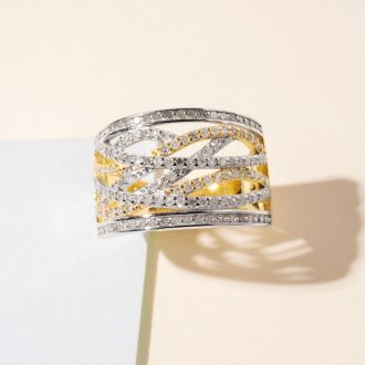 1/2 Carat Diamond Cocktail Ring In Yellow Gold Over Sterling Silver. Fabulous Style, Fiery Diamonds!