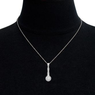 1/2 Carat Diamond Microphone Necklace In 14 Karat White Gold, 18 Inches