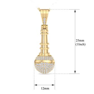 1/2 Carat Diamond Microphone Necklace In 14 Karat Yellow Gold, 18 Inches