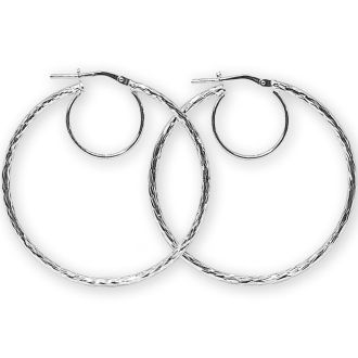 Vintage Sterling Silver Italian Creole Hoop Earrings -  Israel