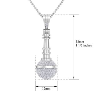 1 Carat Diamond Microphone Necklace In 14 Karat White Gold, 18 Inches