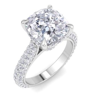 6 Carat Halo Diamond Engagement Ring With 5.55 Carat Cushion Cut Center Diamond In 14K White Gold