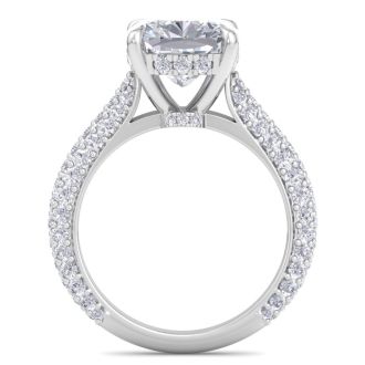 6 Carat Halo Diamond Engagement Ring With 5.55 Carat Cushion Cut Center Diamond In 14K White Gold