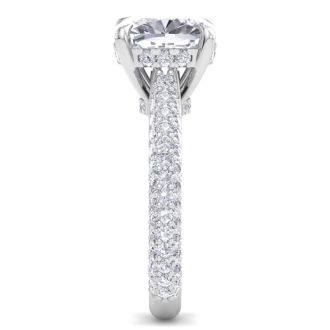 6 Carat Halo Diamond Engagement Ring With 5.55 Carat Cushion Cut Center Diamond In 14K White Gold