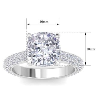 6 Carat Halo Diamond Engagement Ring With 5.55 Carat Cushion Cut Center Diamond In 14K White Gold