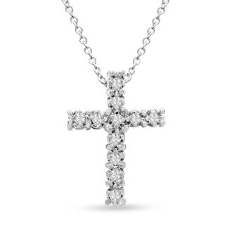 1/10 Carat Diamond Cross Necklace With Free Chain, 18 Inches.  Brand New Diamond Cross!