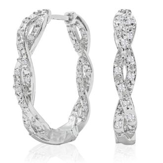 1/2 Carat Diamond Infinity Hoop Earrings, 1 Inch