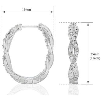 1/2 Carat Diamond Infinity Hoop Earrings, 1 Inch