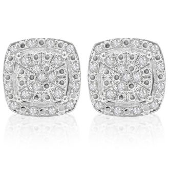 1/2 Carat Rose Cut Diamond Cushion Shape Stud Earrings