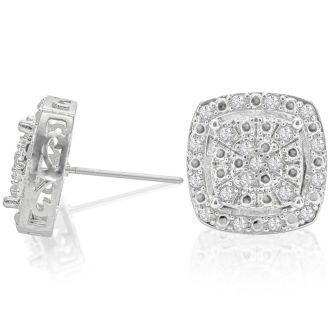 1/2 Carat Rose Cut Diamond Cushion Shape Stud Earrings