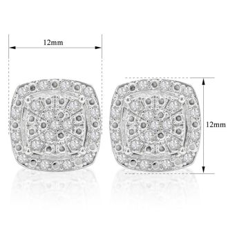 1/2 Carat Rose Cut Diamond Cushion Shape Stud Earrings