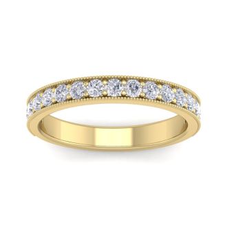 1/2 Carat Moissanite Wedding Band Ring In 14 Karat Yellow Gold