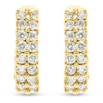 1/2 Carat Diamond Huggie Hoop Earrings In 14 Karat Yellow Gold