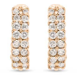 1/2 Carat Diamond Huggie Hoop Earrings In 14 Karat Rose Gold