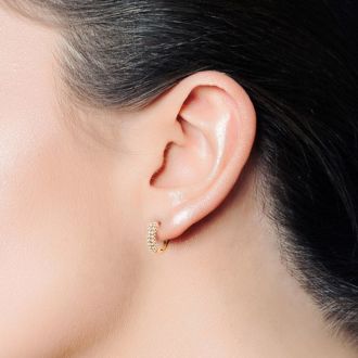 1/2 Carat Diamond Huggie Hoop Earrings In 14 Karat Rose Gold