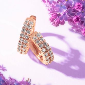 1/2 Carat Diamond Huggie Hoop Earrings In 14 Karat Rose Gold