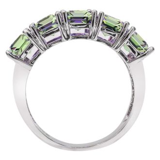 5 Carat Octagon Five Stone Mystic Topaz Ring. Gorgeous Amethyst In An Amazing Band!