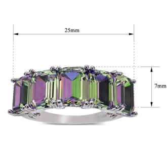 5 Carat Five Stone Octagon Shape Mystic Topaz Ring - Gorgeous & Amazing!
