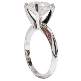 One of a Kind 3.23 Carat Diamond Solitaire Engagement Ring In 14K White Gold