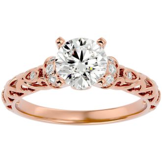 1 3/4 Carat Vintage Diamond Engagement Ring In 14 Karat Rose Gold