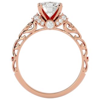 1 3/4 Carat Vintage Diamond Engagement Ring In 14 Karat Rose Gold