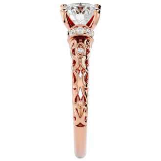 1 3/4 Carat Vintage Diamond Engagement Ring In 14 Karat Rose Gold