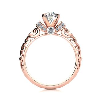 1 1/4 Carat Vintage Diamond Engagement Ring In 14 Karat Rose Gold