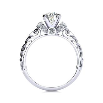 1 1/4 Carat Vintage Diamond Engagement Ring In 14 Karat White Gold