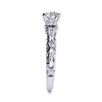 1 1/4 Carat Vintage Diamond Engagement Ring In 14 Karat White Gold
